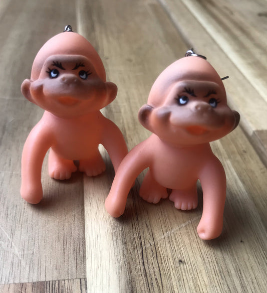 Vintage kooky monkey dolls that have been made into earrings. 