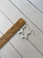 Petite rollerskate earrings hang a bit longer than 1 1/2 inches.